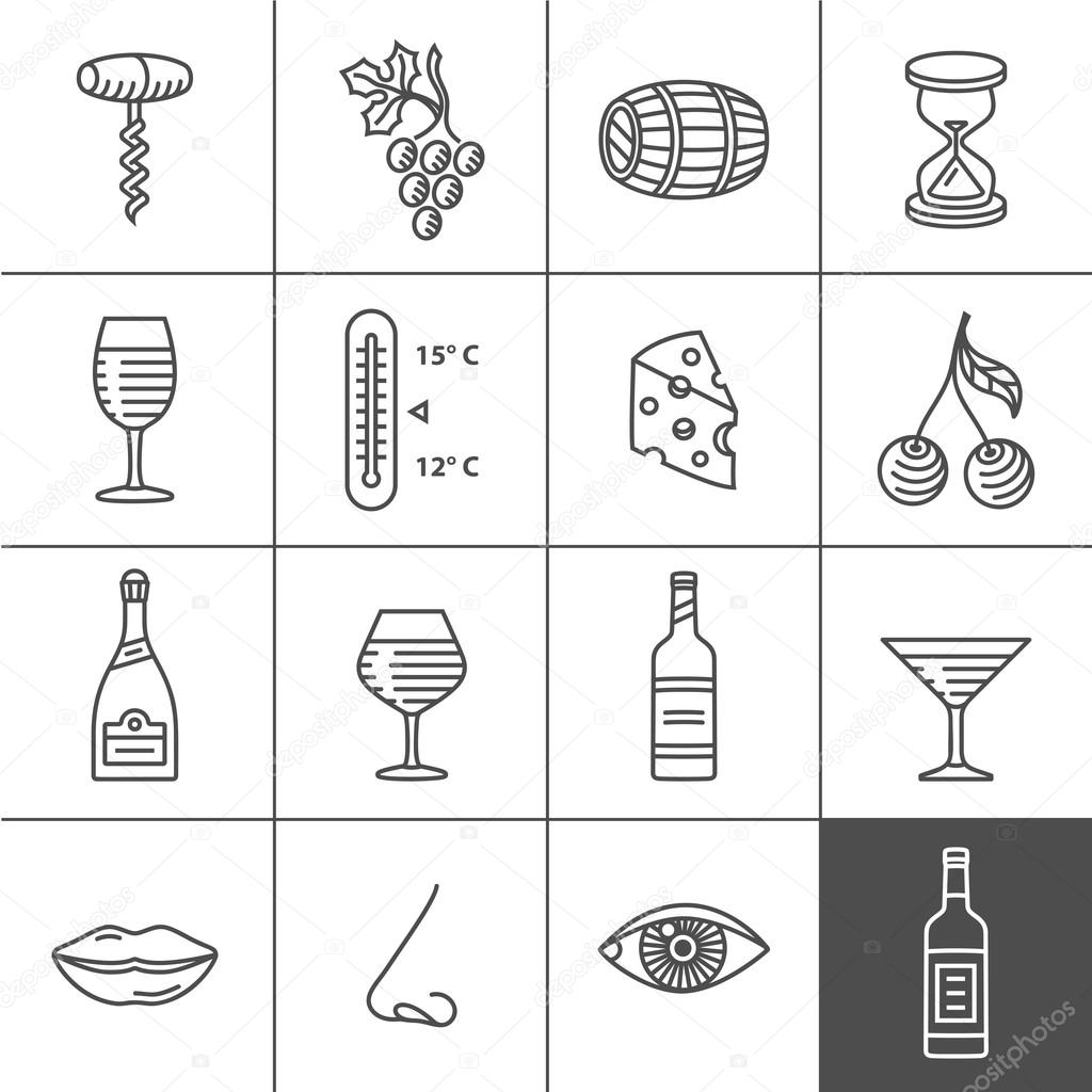 Wine icons set