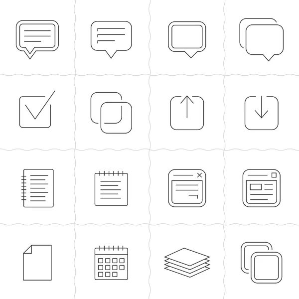 Notas, memorandos e iconos de planes — Vector de stock