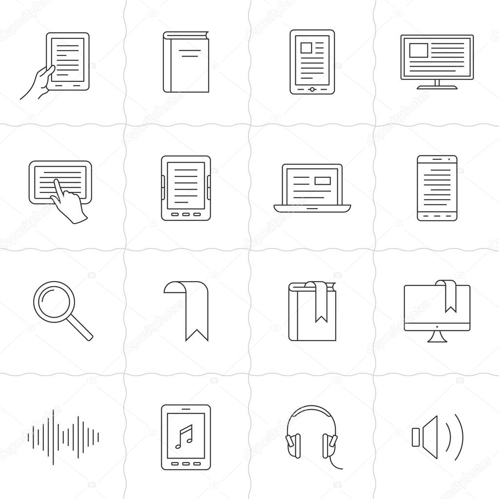 E-book and audio books icons