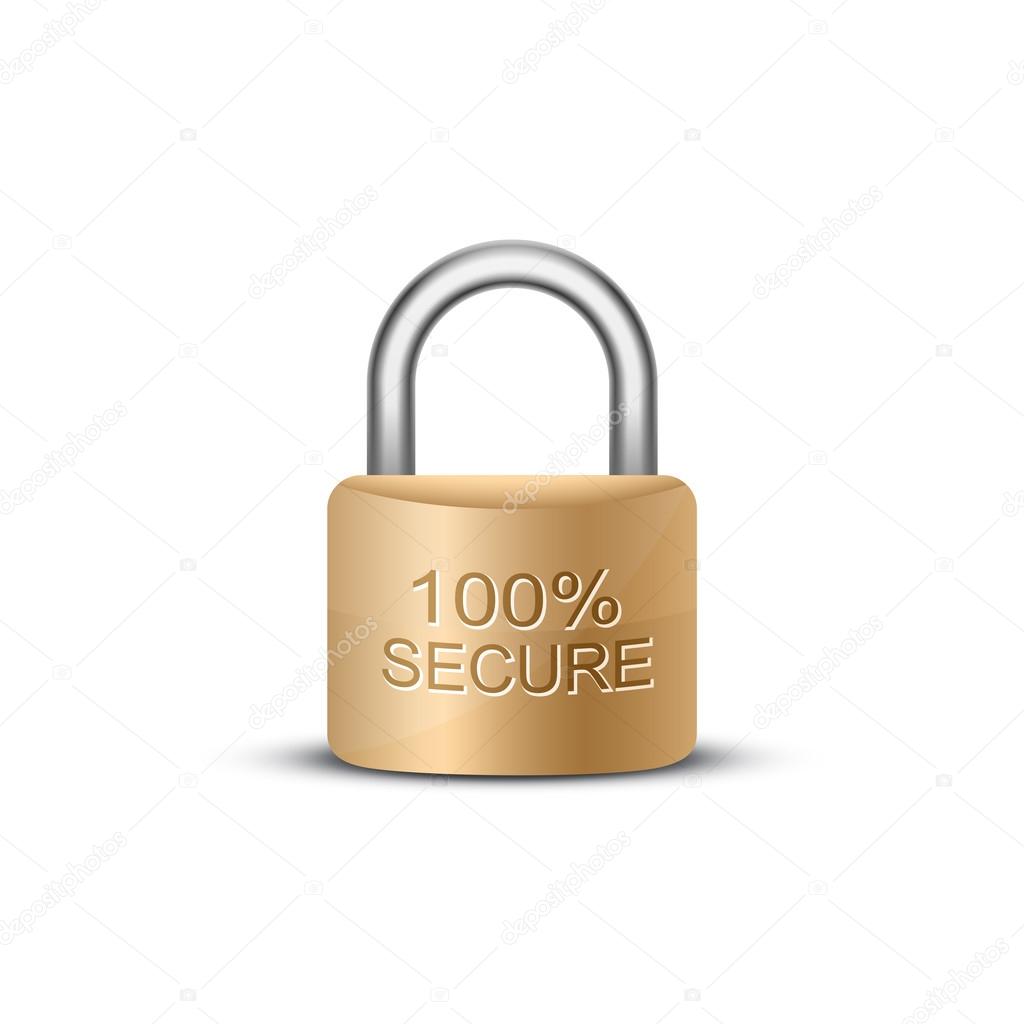 Metallic padlock. 100 Secure