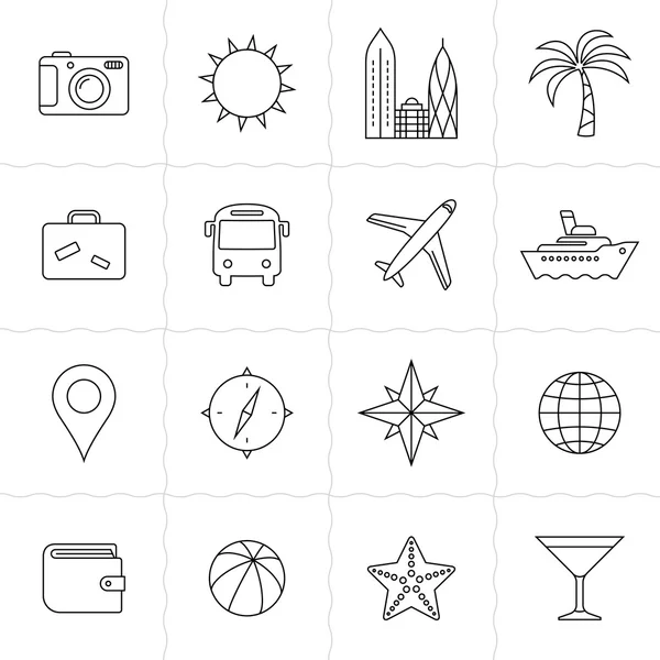 Набор икон для путешествий и туризма — стоковый вектор