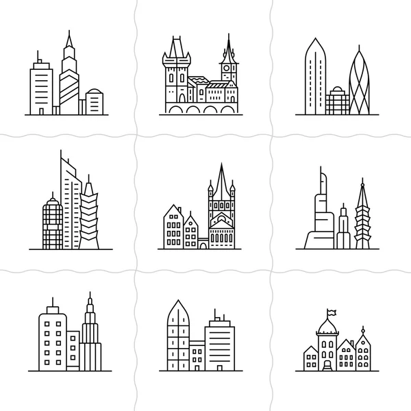 Iconos de paisaje urbano — Vector de stock