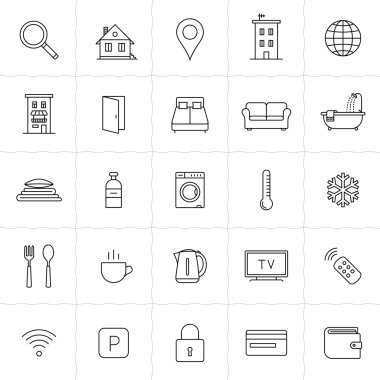 Konaklama rezervasyon Icon set