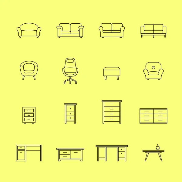 Iconos de muebles — Vector de stock