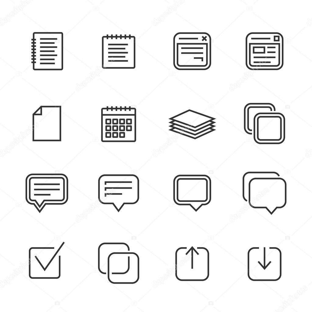 Notes, memos and plans icons