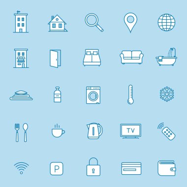 Konaklama rezervasyon Icon set