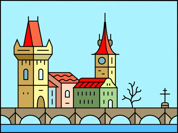 Praga icono del paisaje urbano — Vector de stock