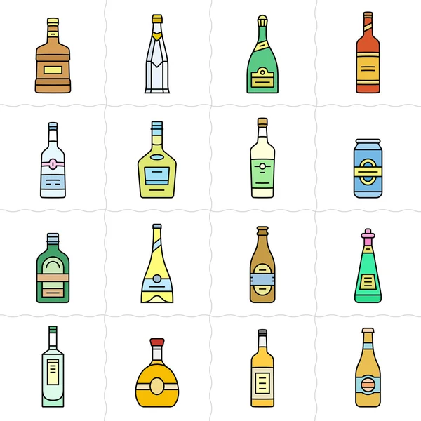 Aalcohol flessen pictogrammenset — Stockvector