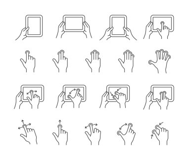 tablet gesture icons clipart