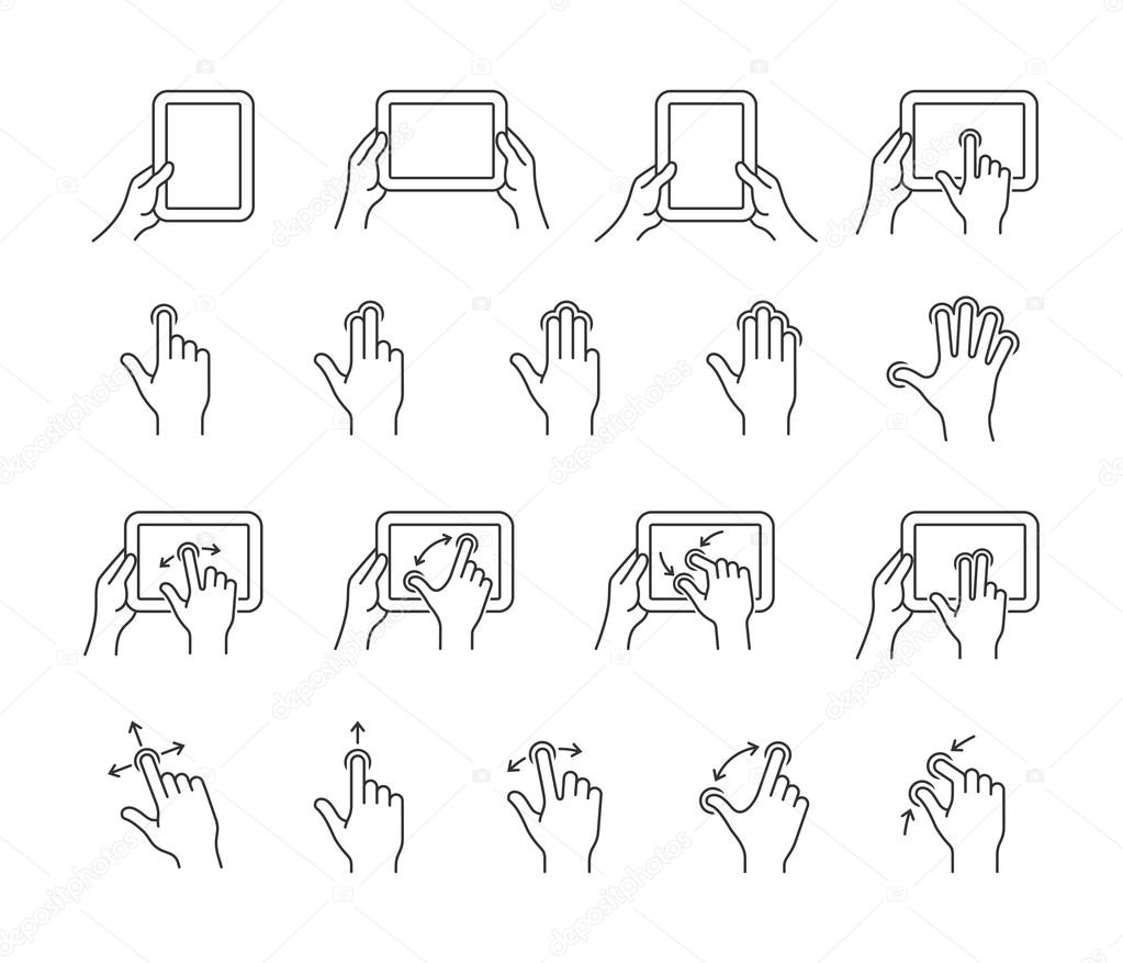 tablet gesture icons