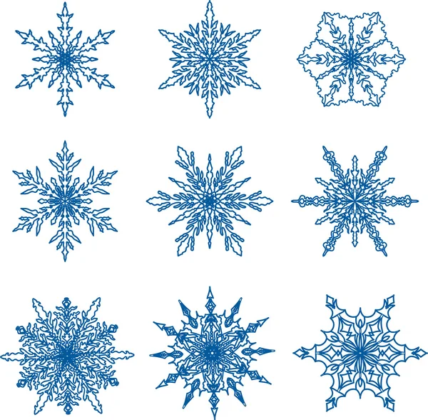 Sneeuwvlok doodle set — Stockvector