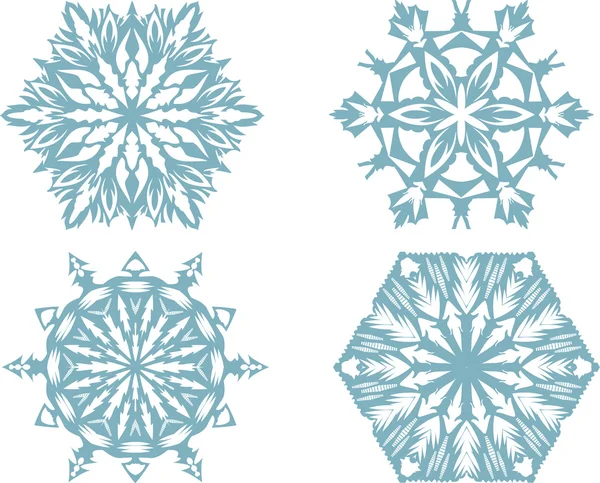 Uppsättning av snöflingor på bakgrund. Vektor illustration. — Stock vektor
