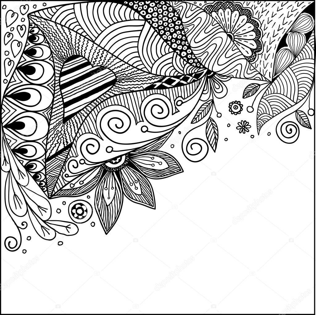 Abstract decorative floral ornamental doodles