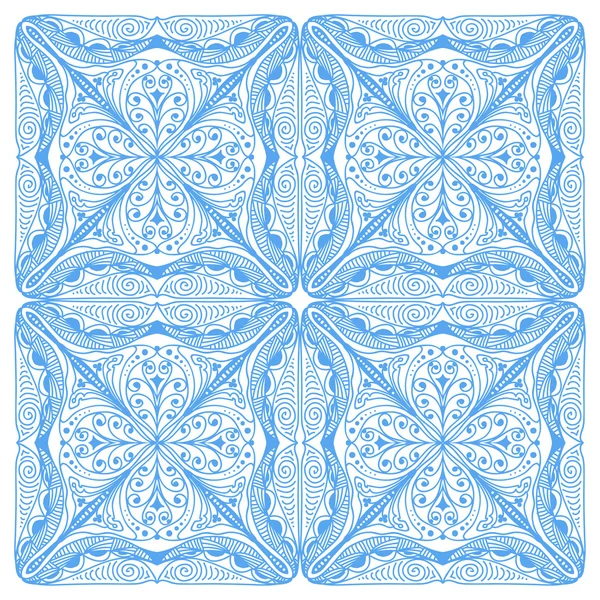 Abstracto azul y blanco patrón tribal — Vector de stock