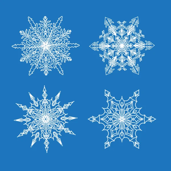 Set of white snowflakes — Stock Vector