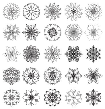 Doodle mandala öğeleri kümesi