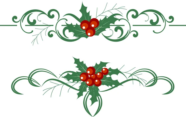 Navidad decoración conjunto de acebo — Vector de stock