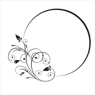 Oval çerçeve ile dekoratif şube.