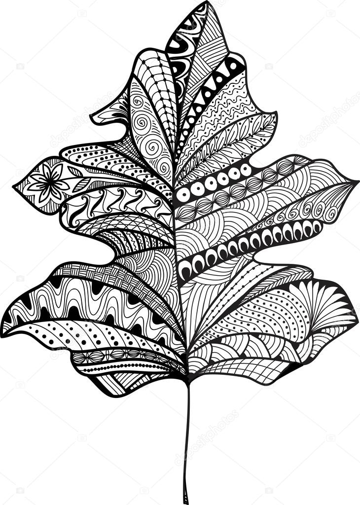 Doodle textured leaf