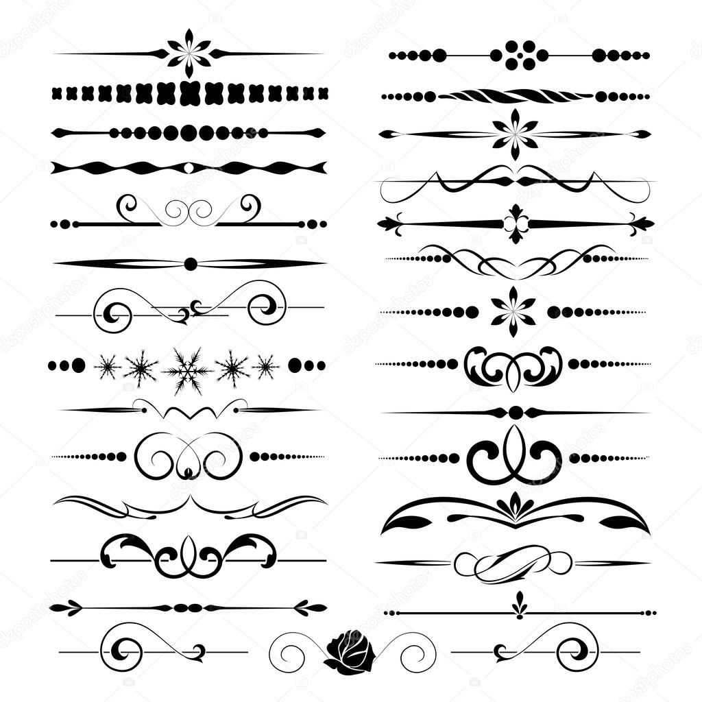Set of decorative calligraphic elements