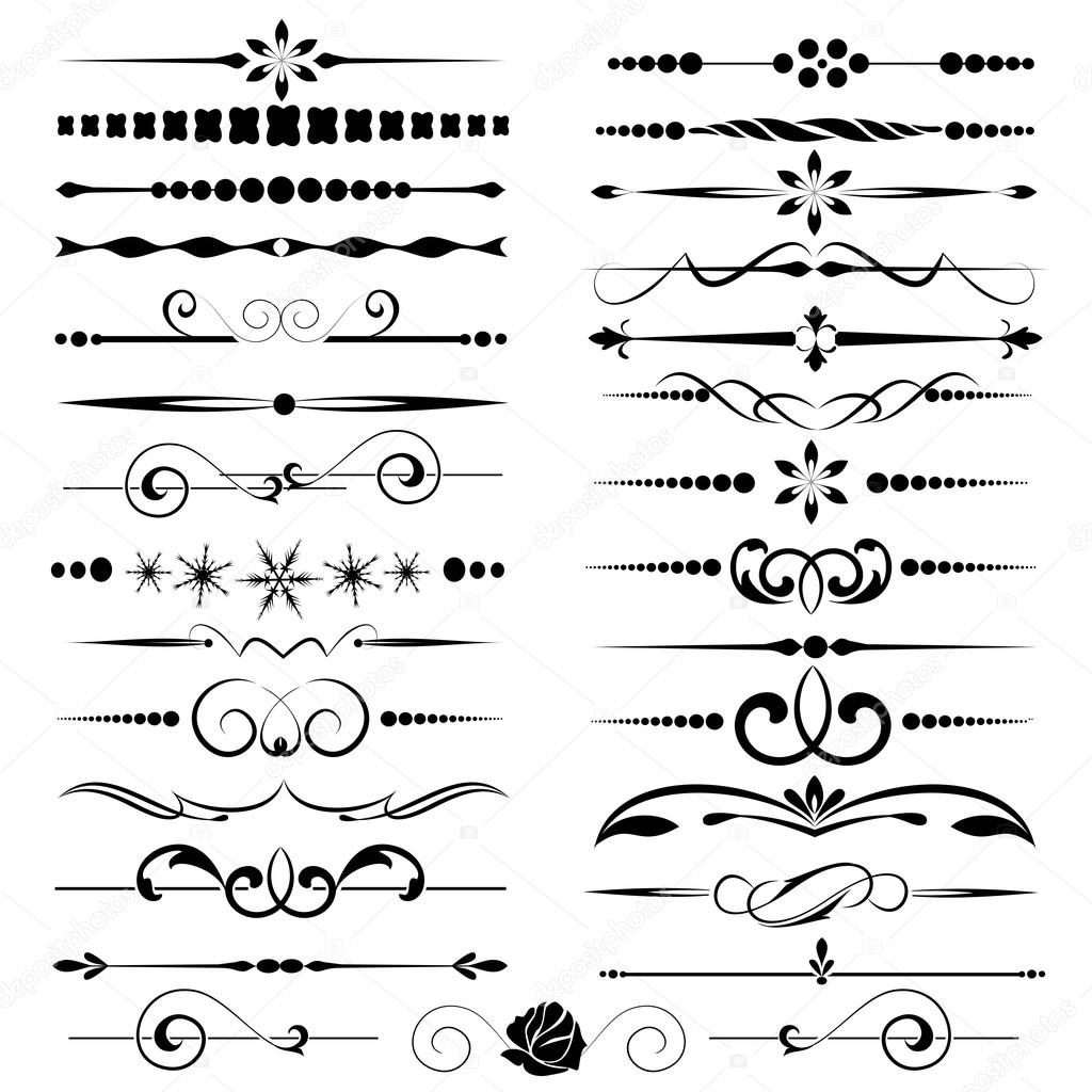 Set of calligraphic elements