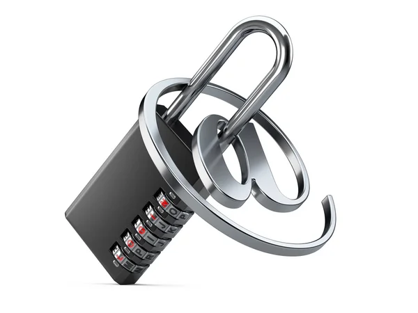 Black combination padlock with login and internet symbol on a wh — Stock Photo, Image