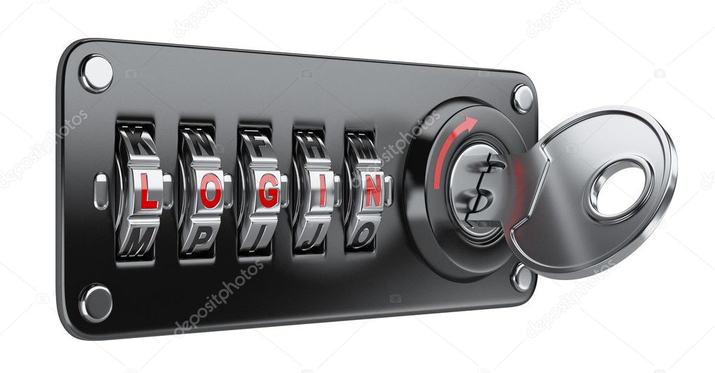Black combination letter lock for your website with login, key a