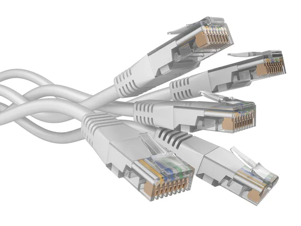 व्हाइट पॅचकोर्ड नेटवर्क केबल्स — स्टॉक फोटो, इमेज