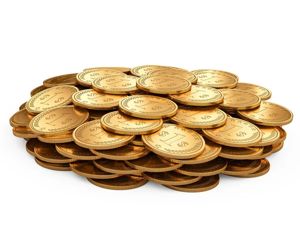 Złote monety na białym tle — Zdjęcie stockowe