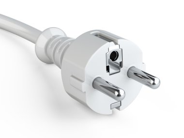 Beyaz Güç Tak ile topraklama ve elektrik kablo. 