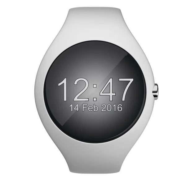 Bianco smart watch frontale viev su sfondo — Foto Stock