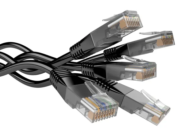 Black patchcord network Cables — Stock Photo, Image