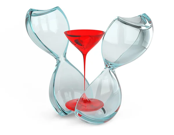 Hourglass cut into two parts. The concept of passing time measur — Stock Photo, Image