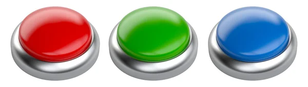 Blank red, green and blue glossy  button set with space for copy — Stock Photo, Image