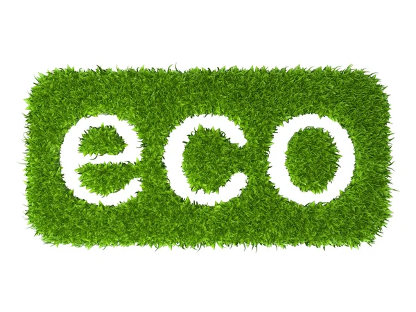 Eco teken rechthoekige stempel van groen gras — Stockfoto