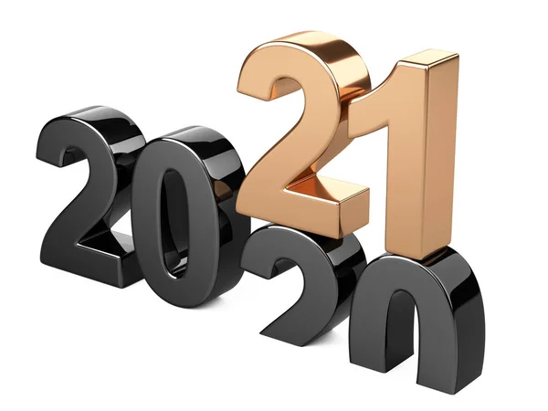 2020 2021 Concetto Cambiamento Rappresenta Nuovo Simbolo Simbolo Nero Oro — Foto Stock