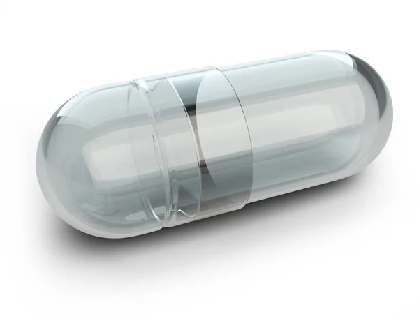 Empty Clear Medication Capsule Illustration Isolated White Background — Stock Photo, Image