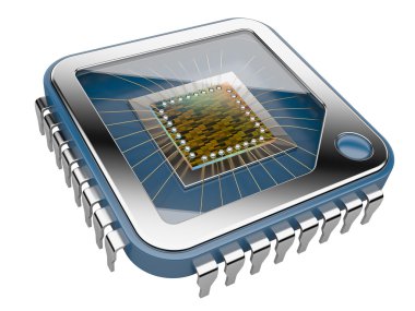CPU bilgisayar çipi. 