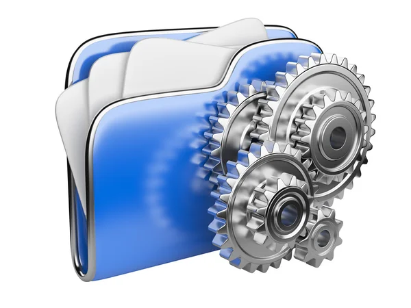 Folder icon with gear wheel — Stock Photo, Image