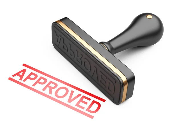 Black approved stamp with red text — Stock Photo, Image