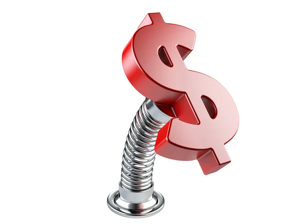 Red dollar currency symbol on a spring. — Stock Photo, Image