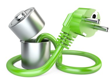 Fiş ile açık şarj cihazı. Eko kavramı.