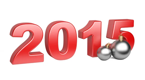 Feliz año nuevo 2015 Diseño de texto con bolas brillantes —  Fotos de Stock