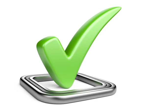 Check box with green check mark — Stock Photo, Image