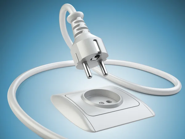 Power plug and a socket to connect electrical equipment. — Stock Photo, Image