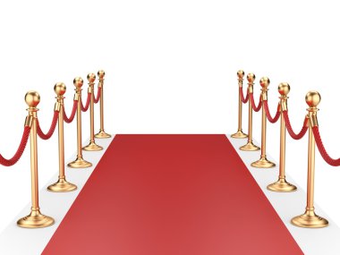 kırmızı halı ipi ile iki altın desteklere arasında