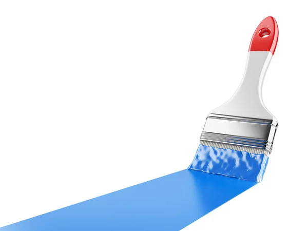 Paintbrush with blue paint — Stock Photo, Image