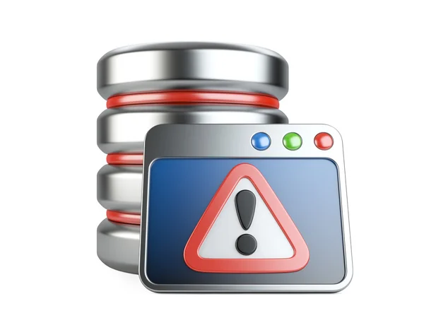 Error database with exclamation mark — Stock Photo, Image