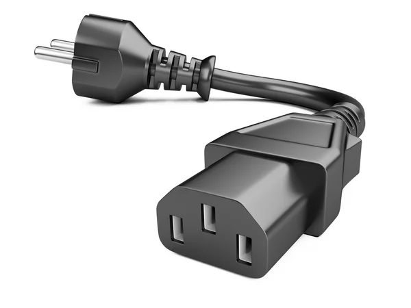 Black power plug and electric cables — Stock Photo, Image