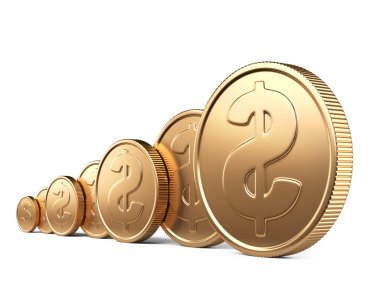 altın sikke üzerinde beyaz izole